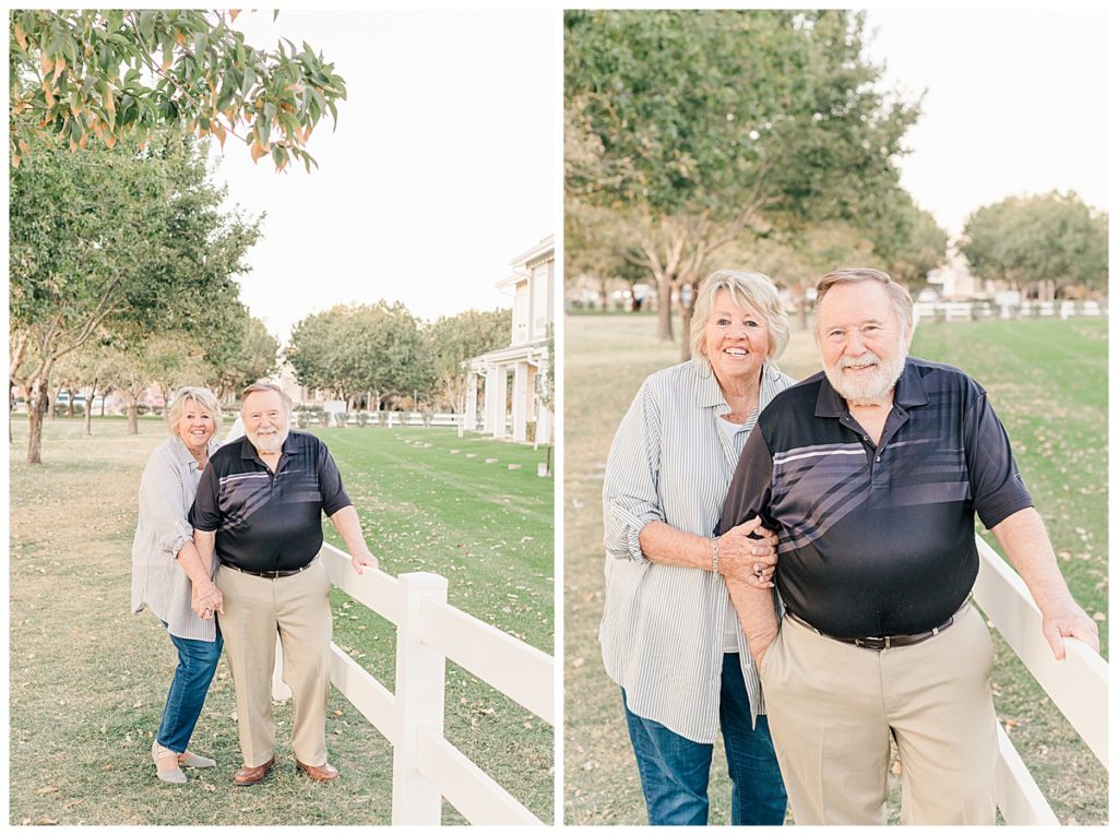 Couples Photos with green grass and white picket fences