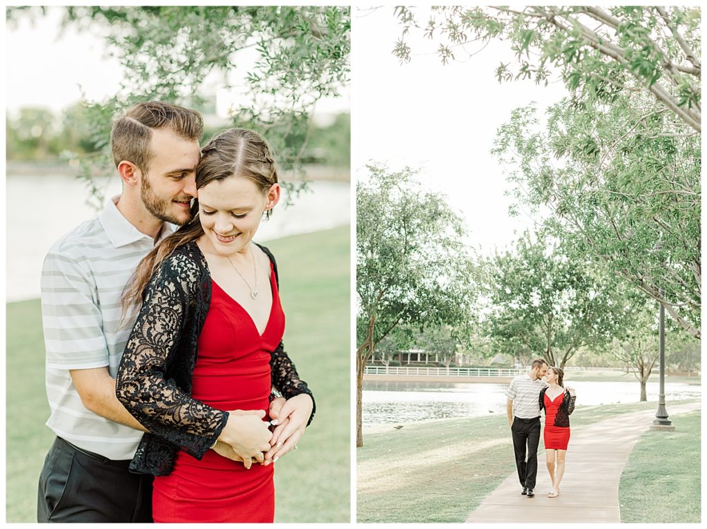 Morrison Ranch engagement session, couple walking down path at Morrison Ranch