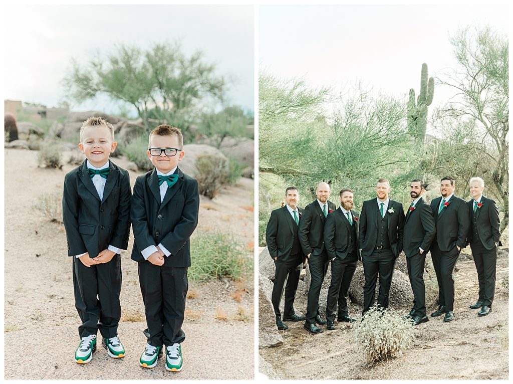 Chelsea & Kyle's Troon North Golf Club Wedding Bridal Party Photos | Groomsmen & Ring Bearers