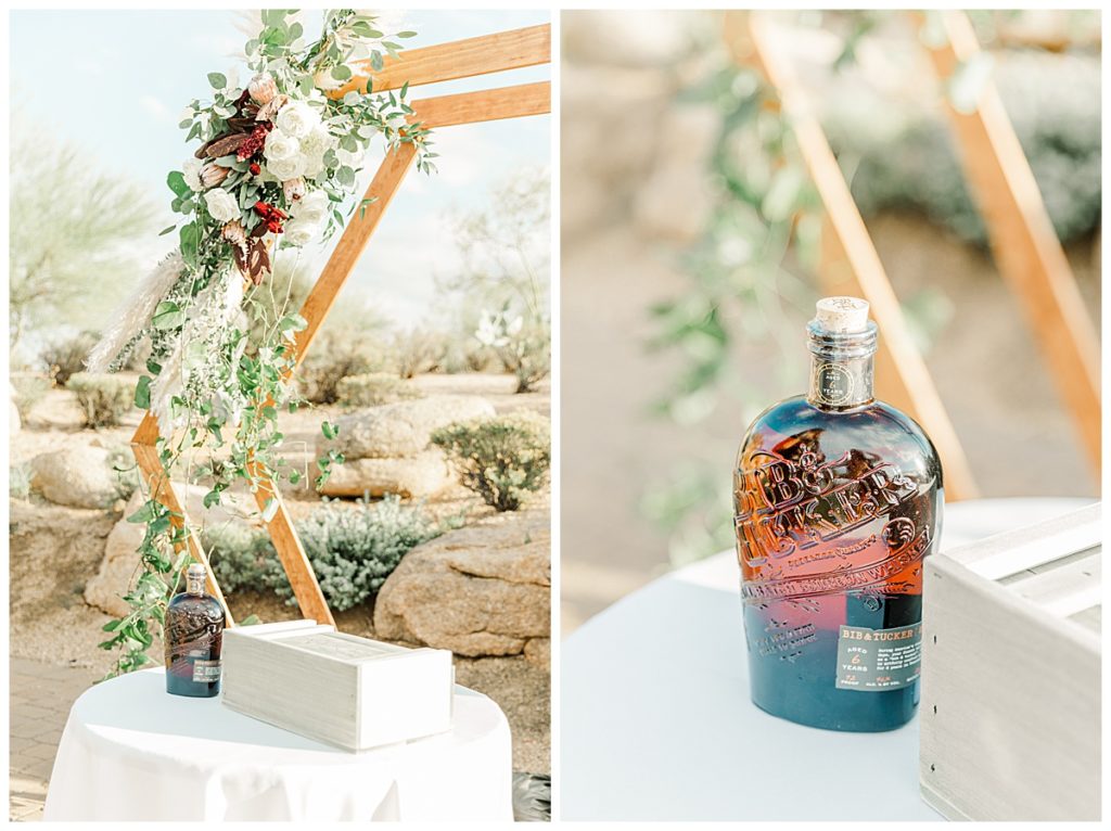 Chelsea & Kyle's Troon North Golf Club Wedding Beautiful Ceremony Decor | Whiskey Box