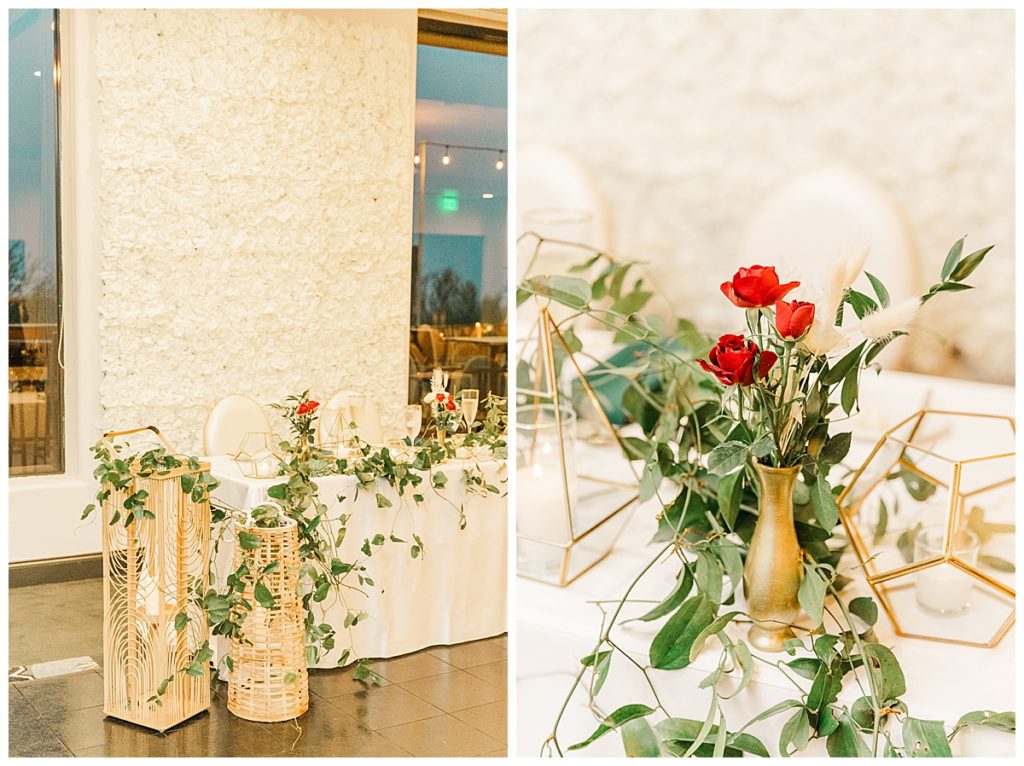 Chelsea & Kyle's Troon North Golf Club Reception Decor, Emerald Green & Gold