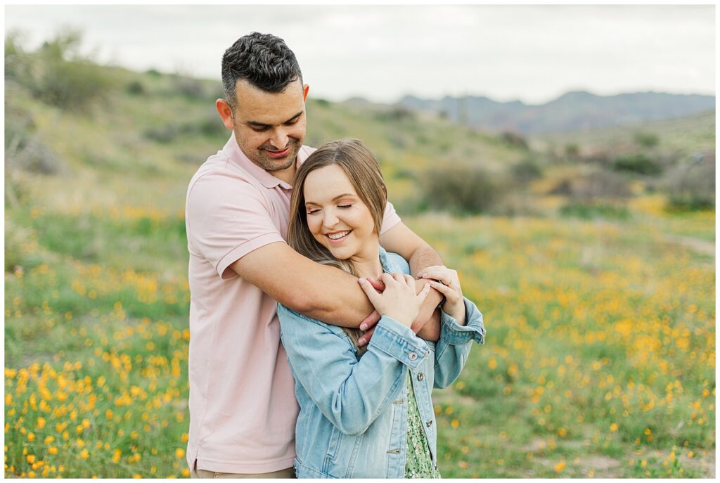 Husband and wife portraits at bush highway spring desert photos