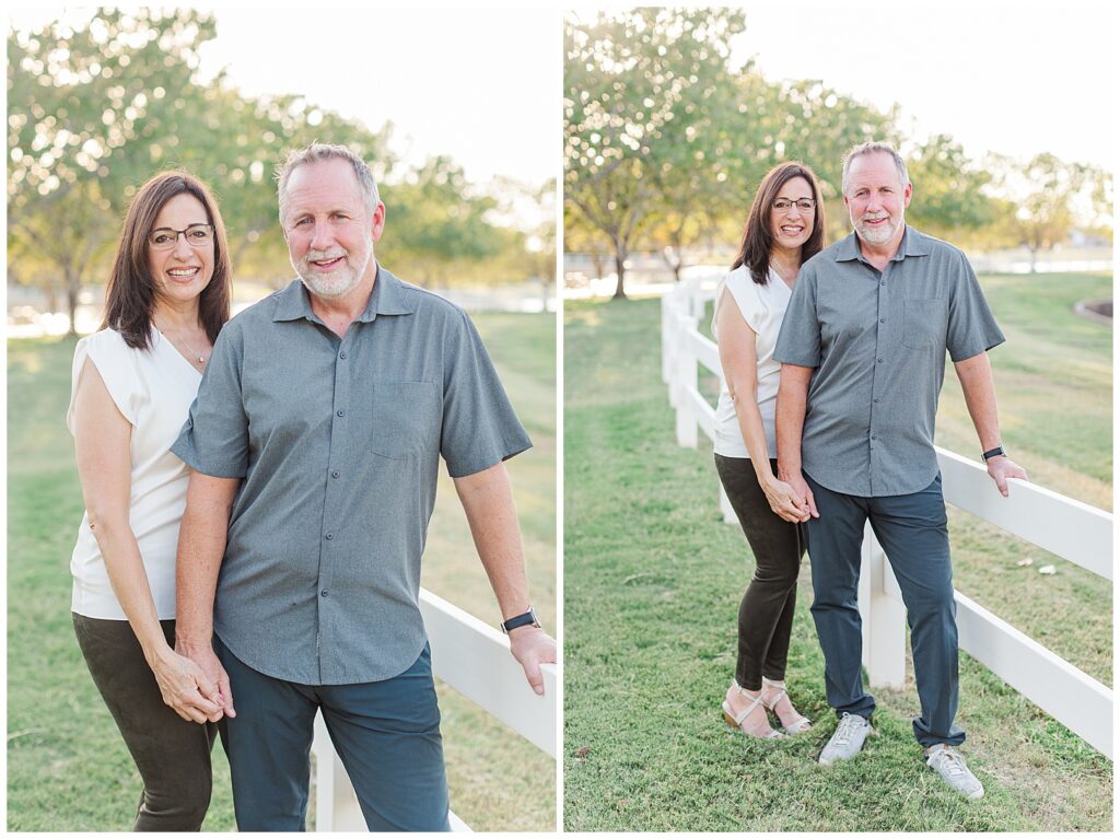 Parents leaning on fence at Morrison Ranch