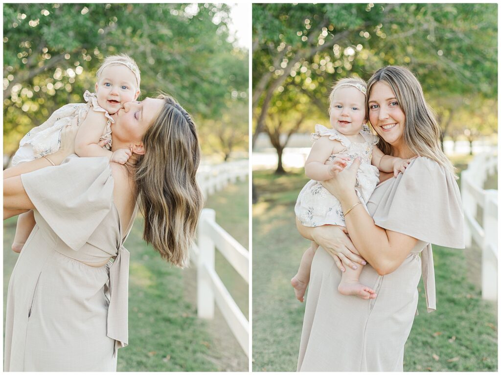 Mom playing with a one-year-old little girl at Morrison Ranch