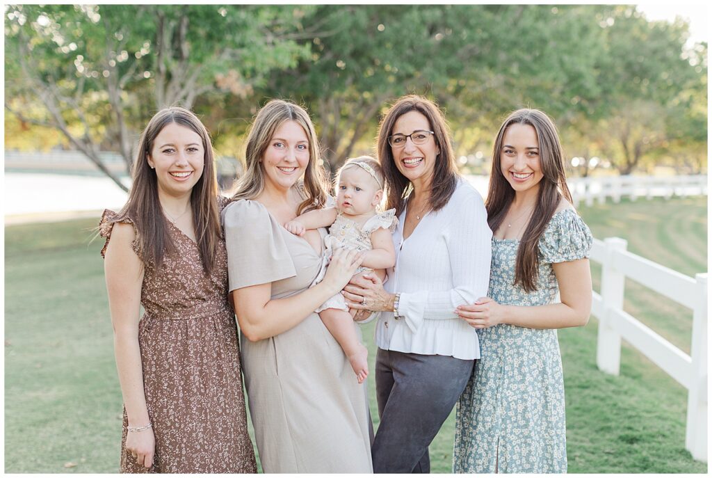 Morrison Ranch extended family, mom, 3 daughters, and a little girl
