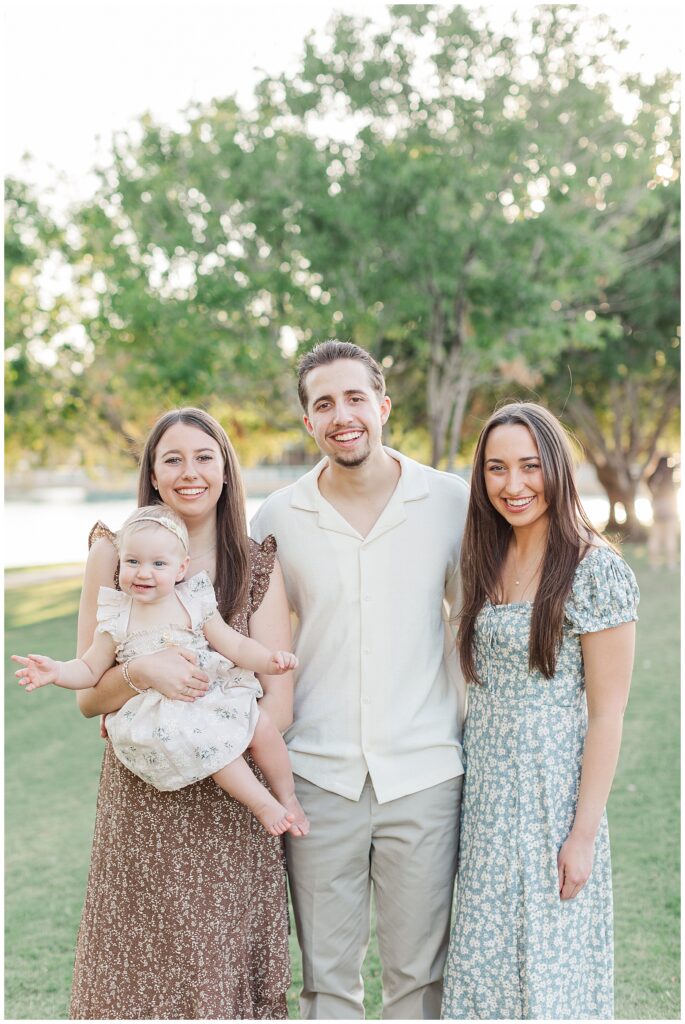 Little girl with 2 aunts and her uncle, Morrison Ranch family photos 