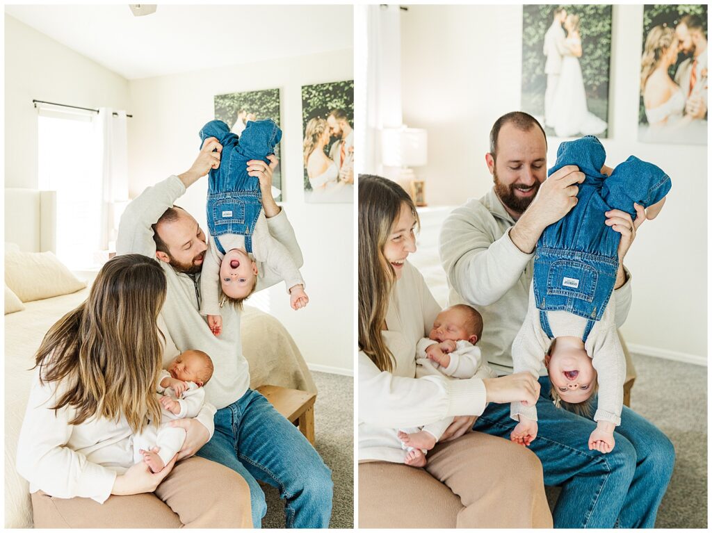 In-home Gilbert, Arizona Family photos & newborn photos ... dad playing with his toddler