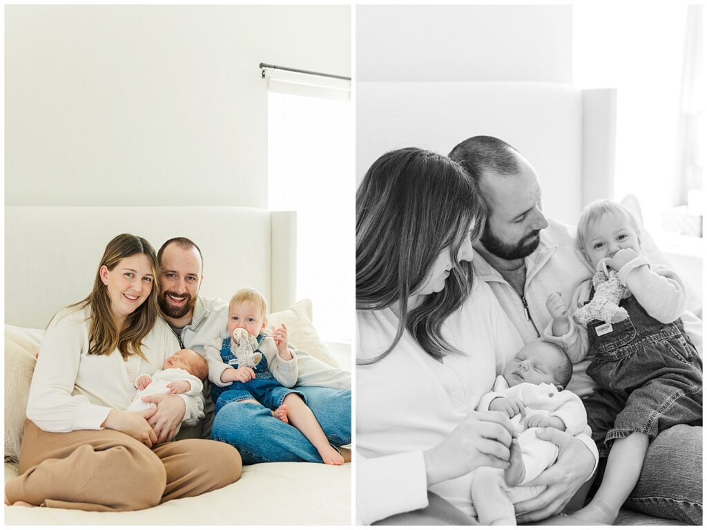toddler meeting her newborn little brother, in-home newborn session
