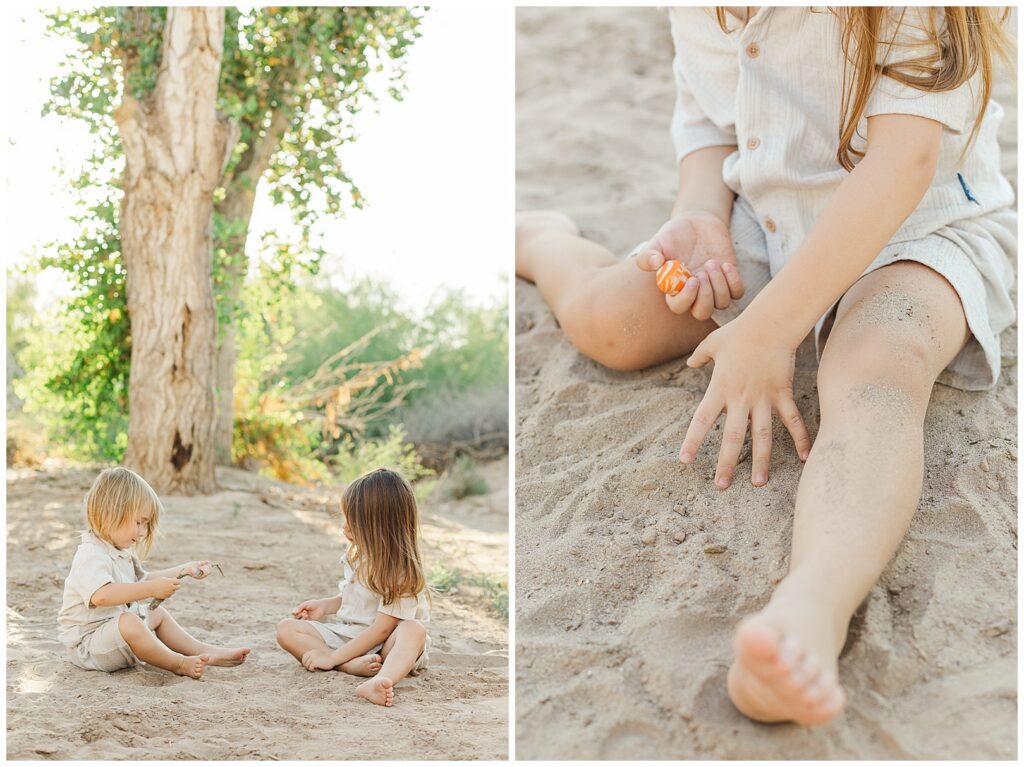 Little boys playing in the sand