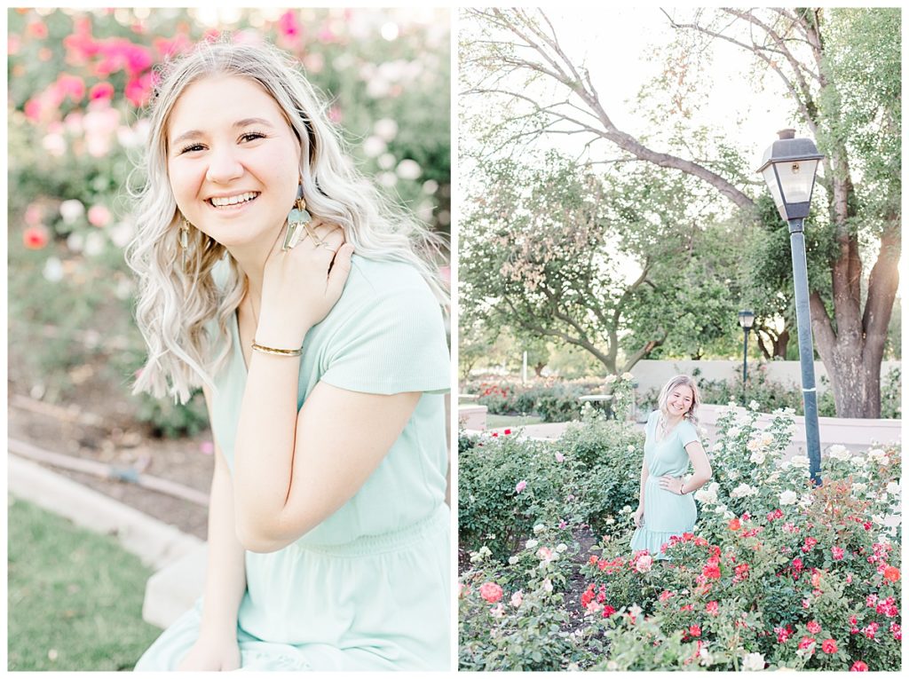 Hayley's senior photos in a rose garden at MCC