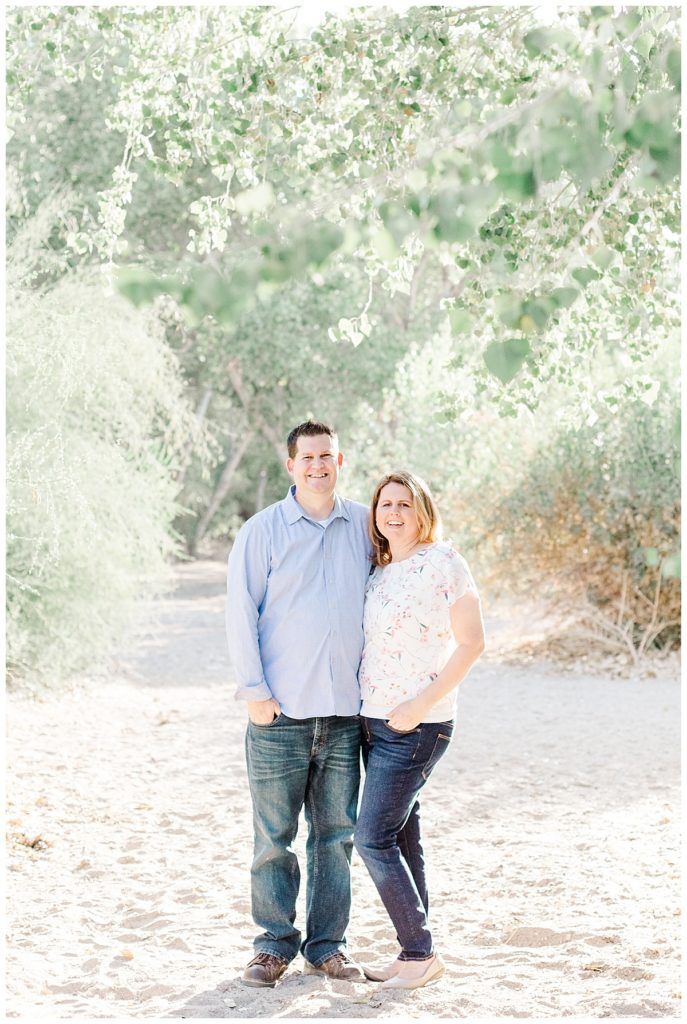 light & airy couples anniversary photos in Gilbert at queen creek wash