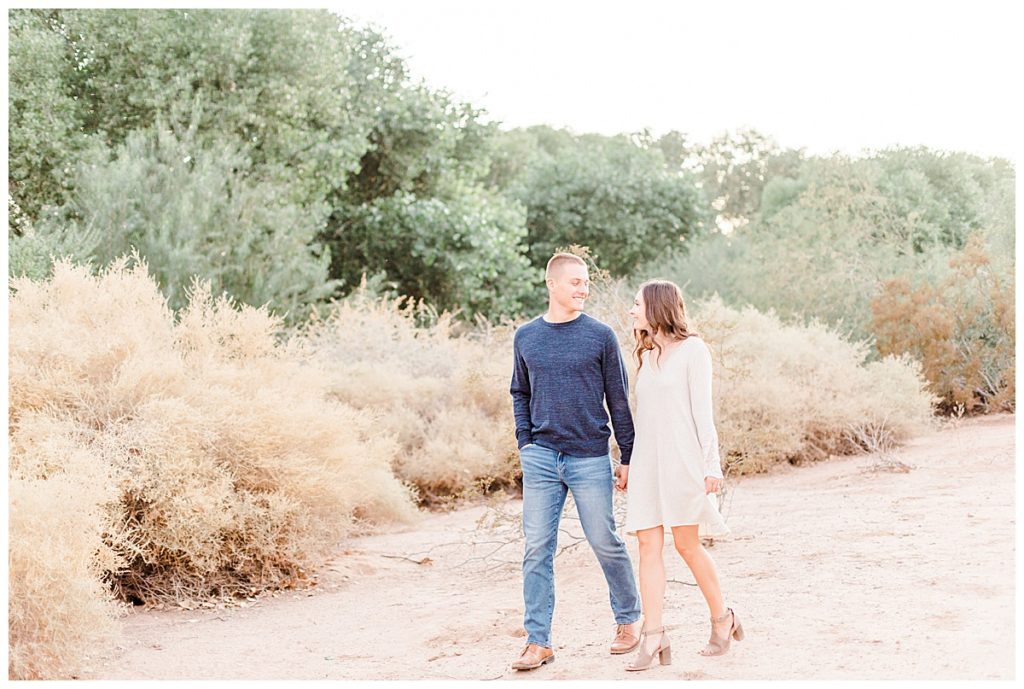 ‘Perfectly Candid' Photos of a couple walking together at Queen Creek Wash 