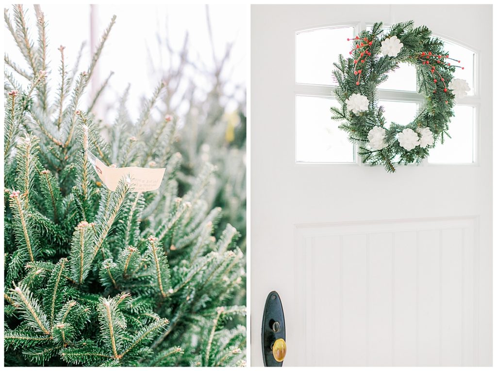 Christmas tree and a Christmas wreath