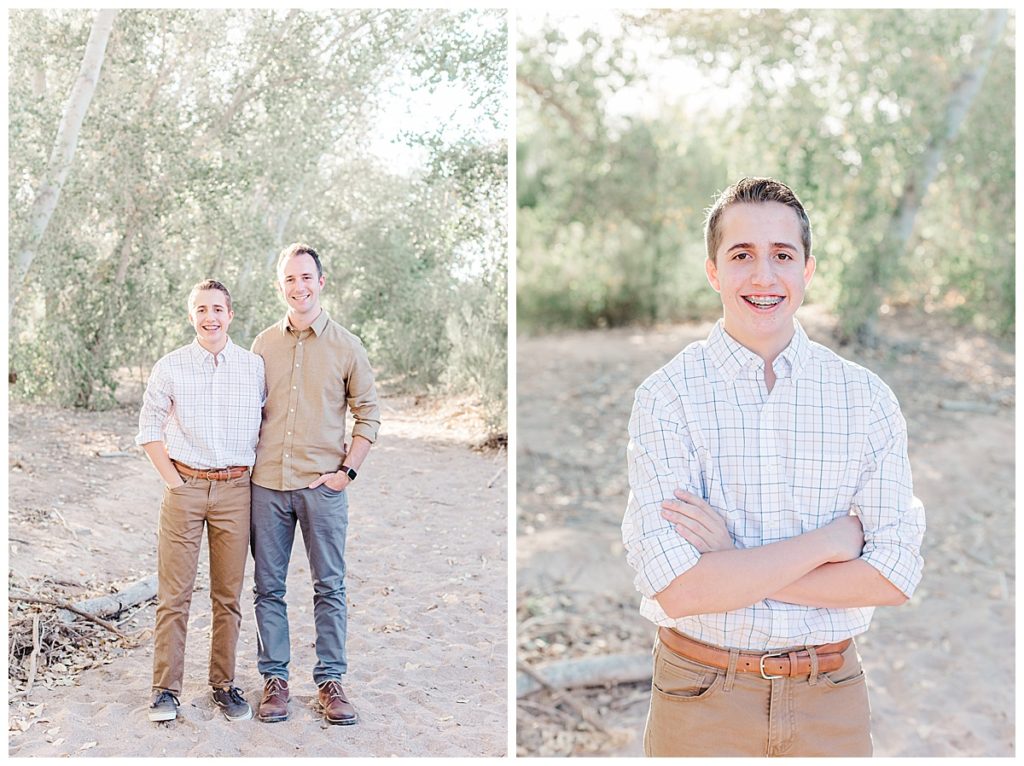 brothers smiling together | Grondin Family Photos | Queen Creek Wash | Arizona Family Session