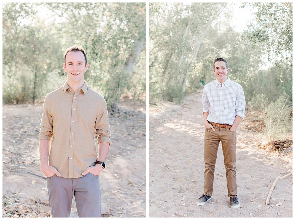 Brothers smiling |Grondin Family Photos | Queen Creek Wash | Arizona Family Session