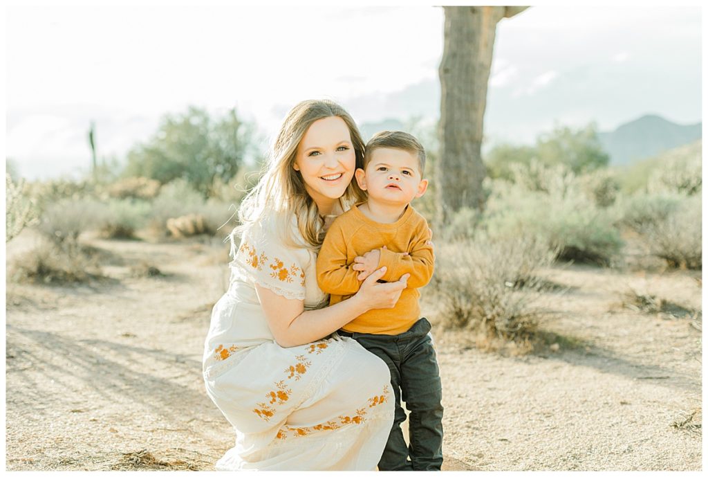 Mom smiling with little boy, Arizona Maternity photos, Coons bluff