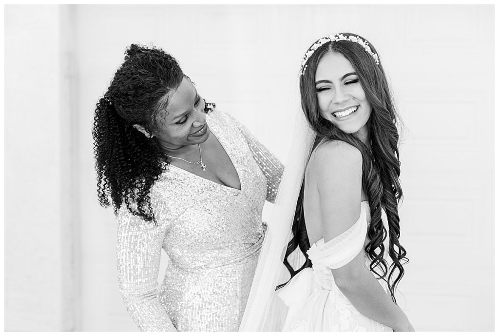 Bride getting ready with mom |  Private Estate Scottsdale Wedding