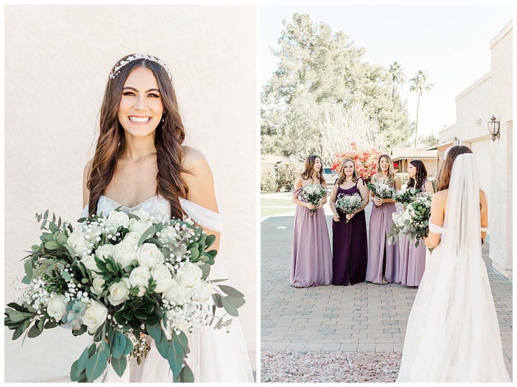 Bridal First look with Bridesmaids |  Private Estate Scottsdale Wedding