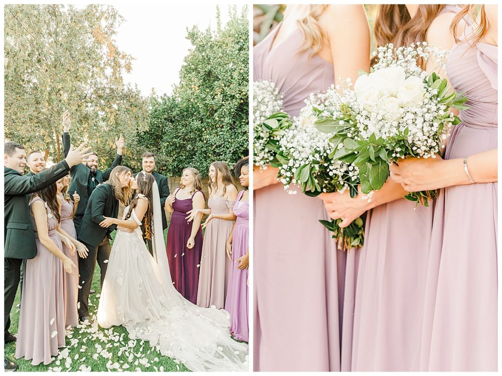 Full Bridal Party photos at Candice & Joel's Private Estate Scottsdale Wedding | Light and airy bouquet photos