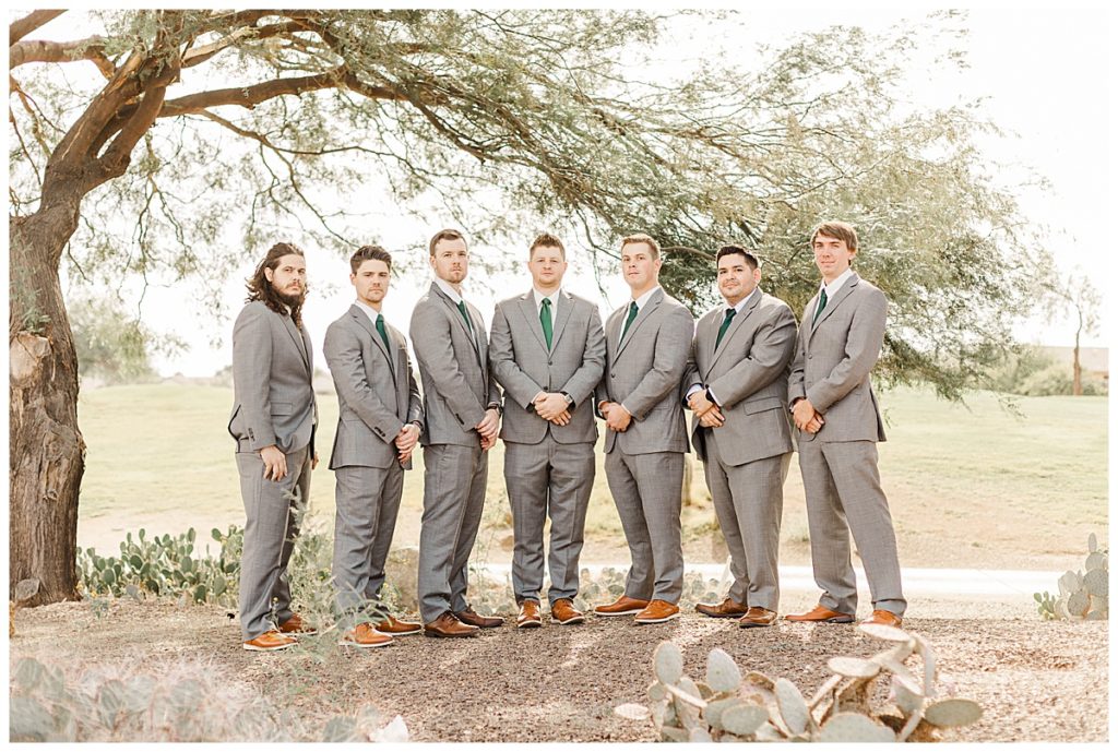 Groom with his groomsmen at the Golf Club at Johnson Ranch 