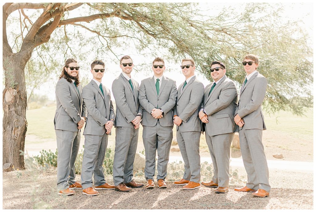Groom with his groomsmen at the Golf Club at Johnson Ranch 