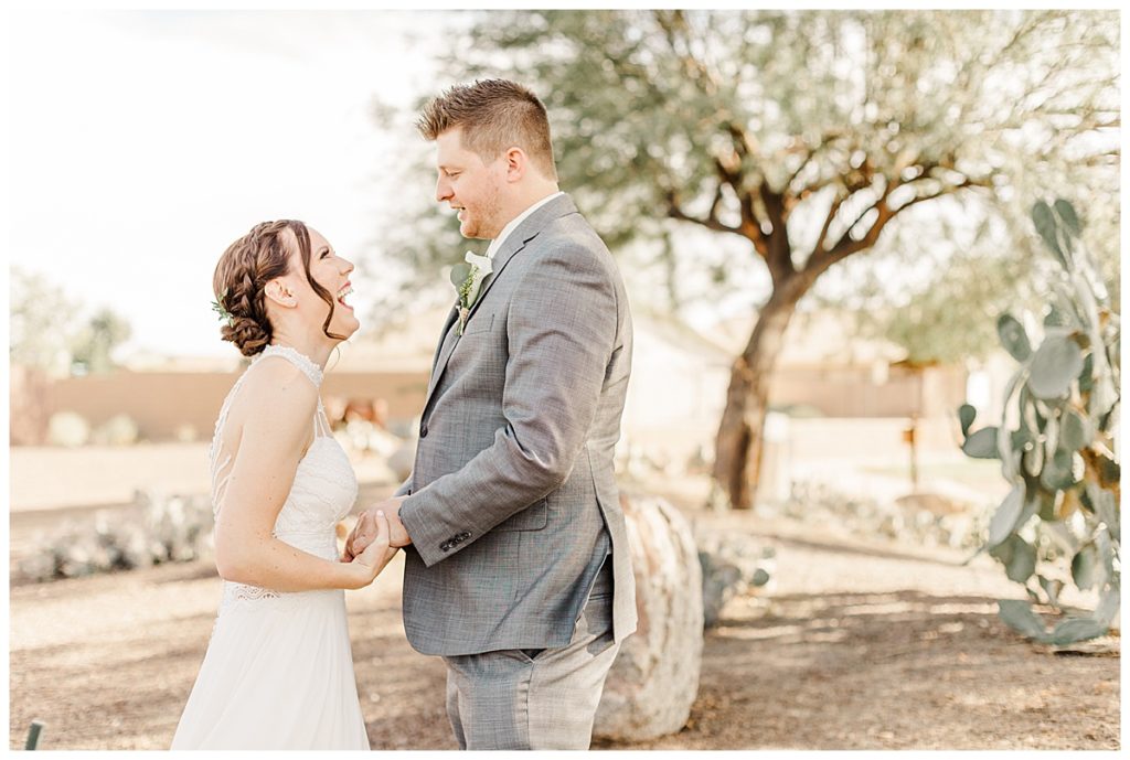 Natalie & Steven's first look at the Golf Club at Johnson Ranch Wedding