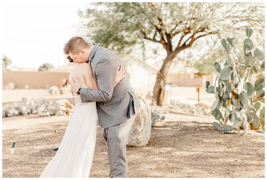 Natalie & Steven's first look at the Golf Club at Johnson Ranch Wedding