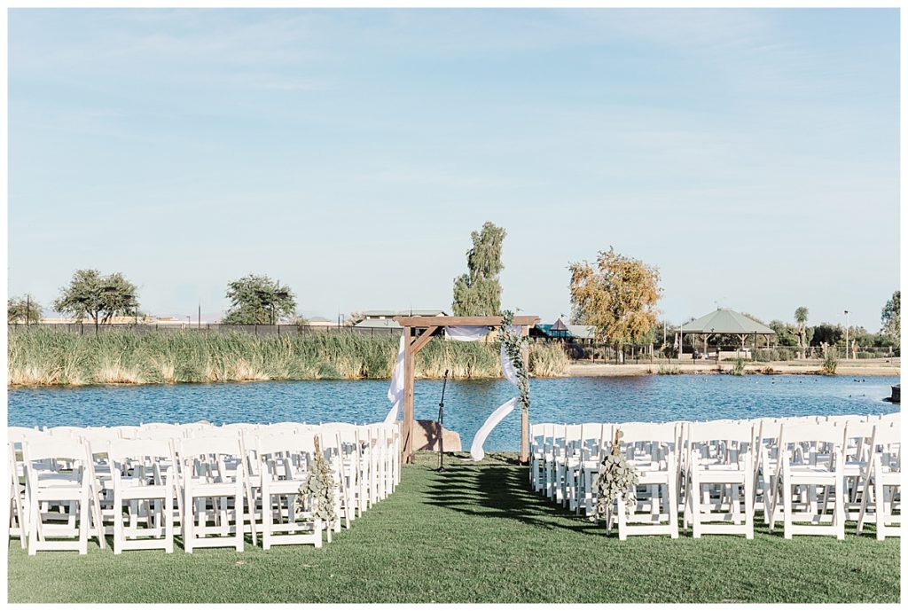 Wedding Ceremony set up at the Golf Club at Johnson Ranch Wedding | Gilbert, Arizona