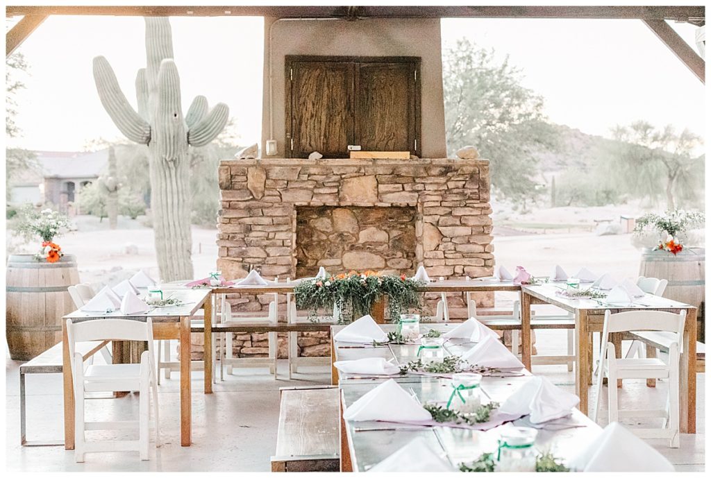 Reception florals and decor set up at the Golf Club at Johnson Ranch Wedding | Gilbert, Arizona