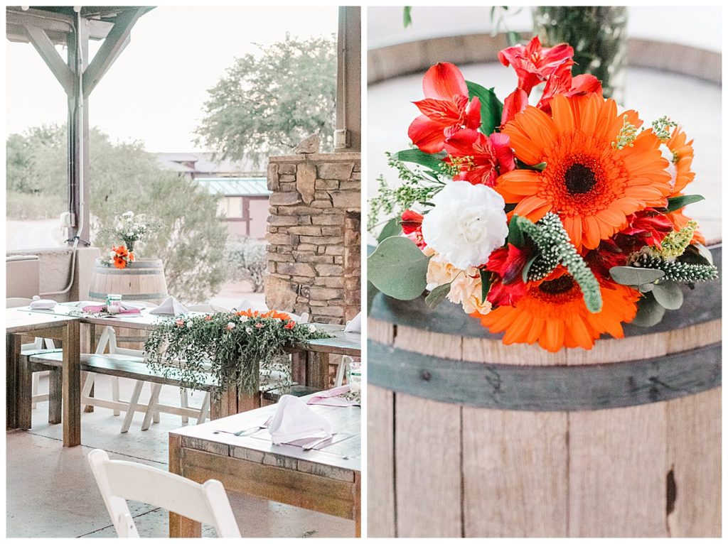 Reception florals and decor at the Golf Club at Johnson Ranch Wedding | Gilbert, Arizona