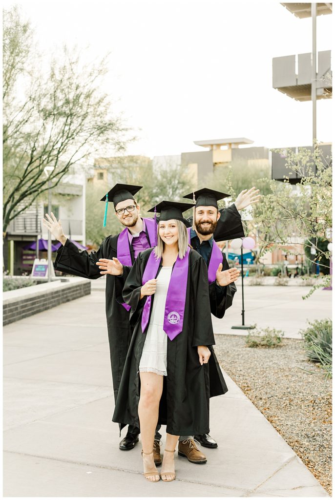 GCU Light & Airy senior graduation photos, wearing cap and gown