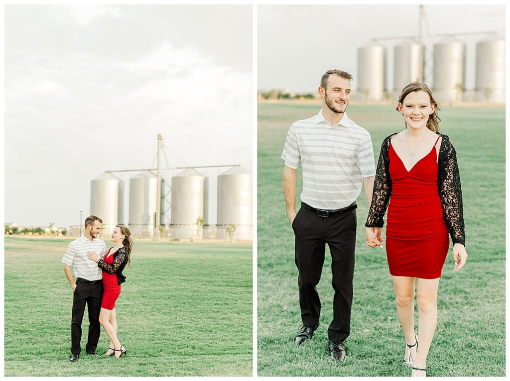Kaitlyn & Josh Engagement Session at Morrison Ranch in front of the silos, Light & Airy Photos