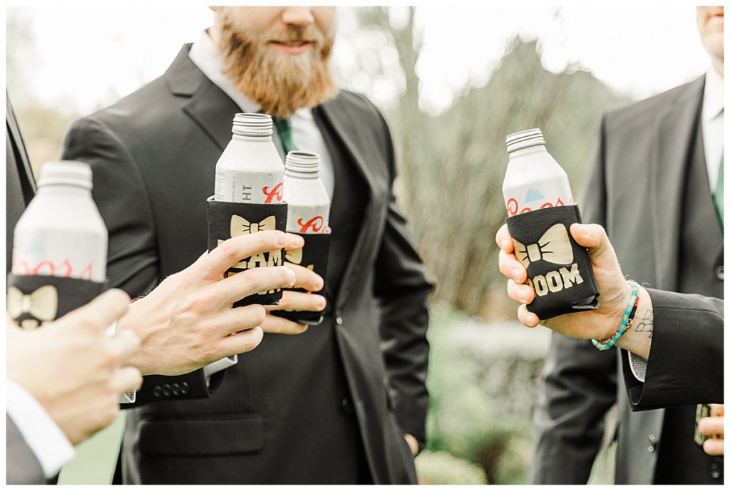 Chelsea & Kyle's Troon North Golf Club Wedding | Groomsmen drinking Beer