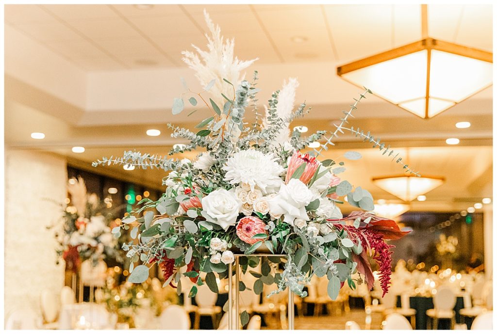 Chelsea & Kyle's Troon North Golf Club Reception Decor, Emerald Green & Gold, gorgeous florals